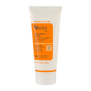 کرم ضد آفتاب بی رنگ وچه با SPF50 مناسب پوست چرب و مستعد آکنه