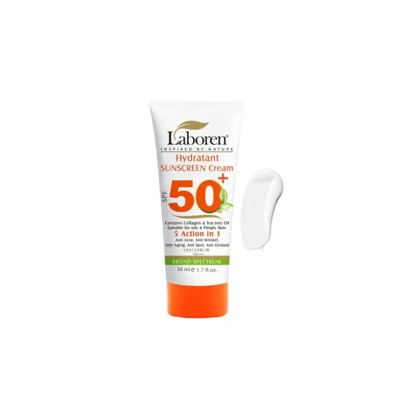 کرم ضد آفتاب لابورن بدون رنگ 5 کاره مناسب پوست چرب و جوش دار SPF50