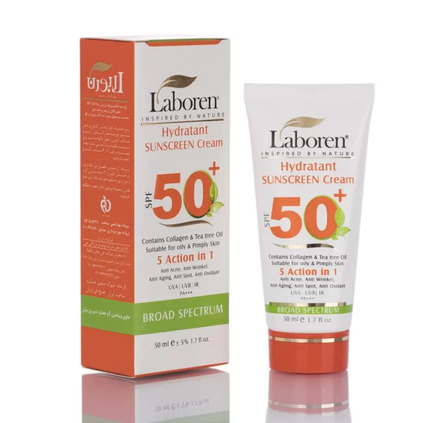 کرم ضد آفتاب لابورن بدون رنگ 5 کاره مناسب پوست چرب و جوش دار SPF50